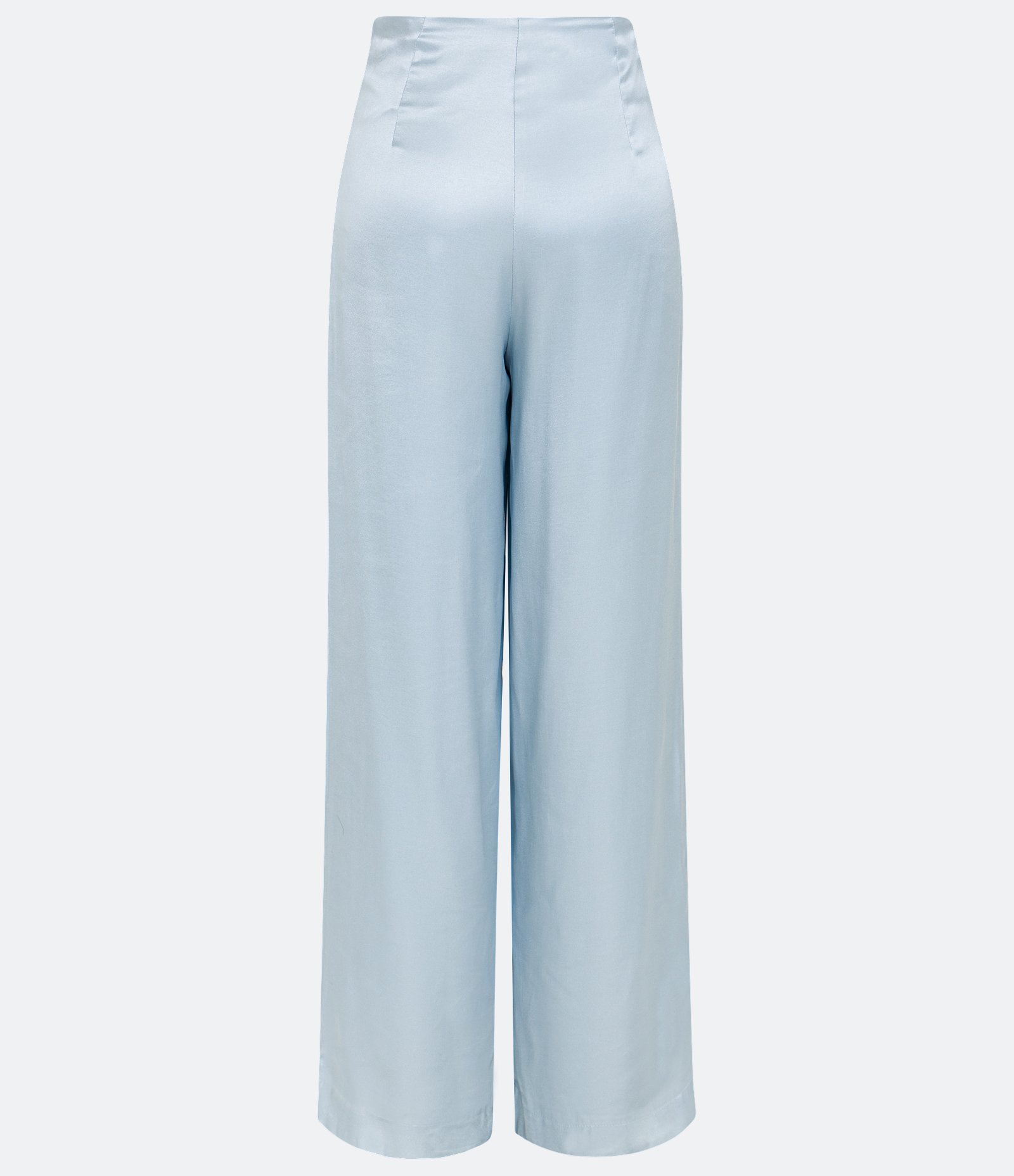 Calça Reta em Cetim com Cintura Alta Azul 6