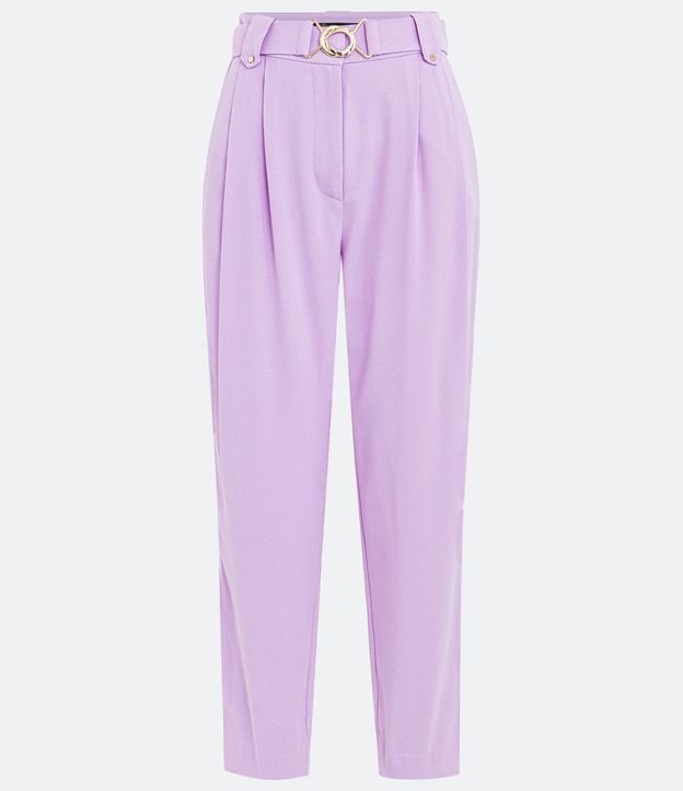 Calça Cenoura em Crepe com Cinto Elástico Violeta 5