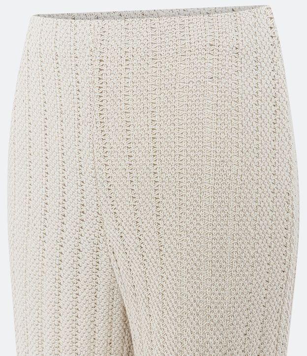 Calça Pantalona em Tricô com Textura Canelada Off White 7