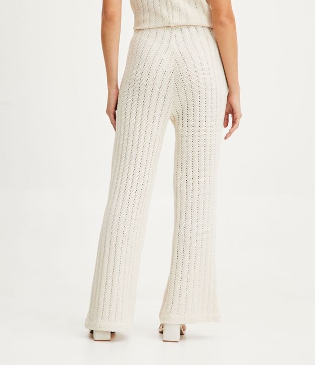 Calça Pantalona em Tricô com Textura Canelada Off White 3