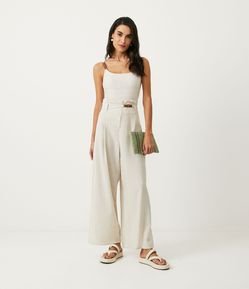 Saída de Praia Calça em Viscose com Cinto e Fivela