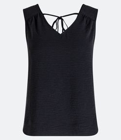 Blusa Regata Texturizada com Pespontos nos Ombros