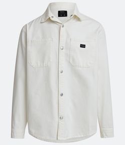 Camisa Overshirt em Sarja com Bolsos Frontais