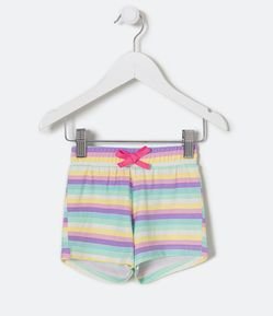 Short Infantil Listrado com Lacinho no Cós - Tam 0 a 18 meses