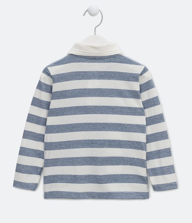 Polo Infantil Rayada con Borado de Cocotero - Talle 1 a 5 años Blanco/Azul 2