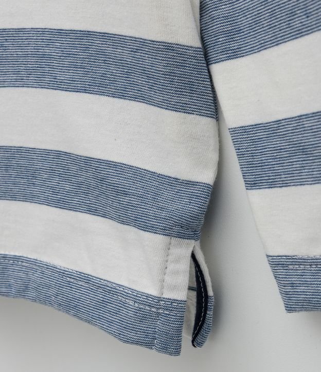 Polo Infantil Rayada con Borado de Cocotero - Talle 1 a 5 años Blanco/Azul 5