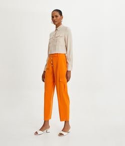 Calça Cargo em Viscose com Cós Transpassado