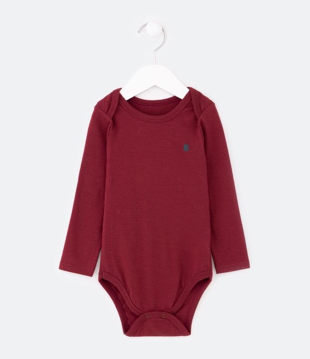 Body Básico Infantil em Cotton e Silk de Ursinho no Peito - Tam 0 a 18 meses