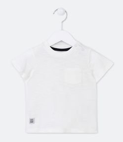 Camiseta Básica Infantil com Bolsinho e Etiqueta Cute Baby - Tam 0 a 18 meses
