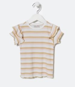 Blusa Infantil Canelada Listrada e com Babado - Tam 1 a 5 Anos