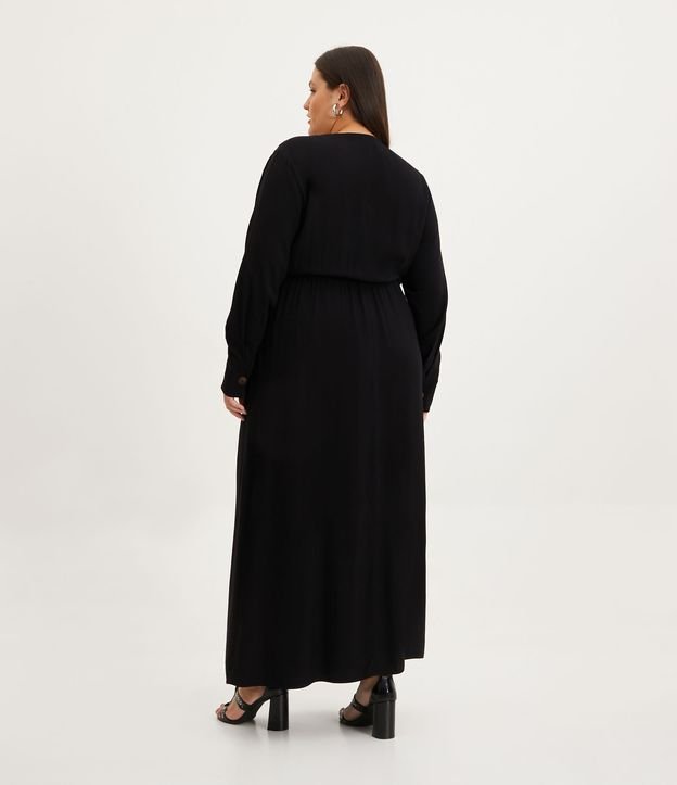 Vestido Largo en Viscosa con Escote Cruza Curve & Plus Size Negro 2
