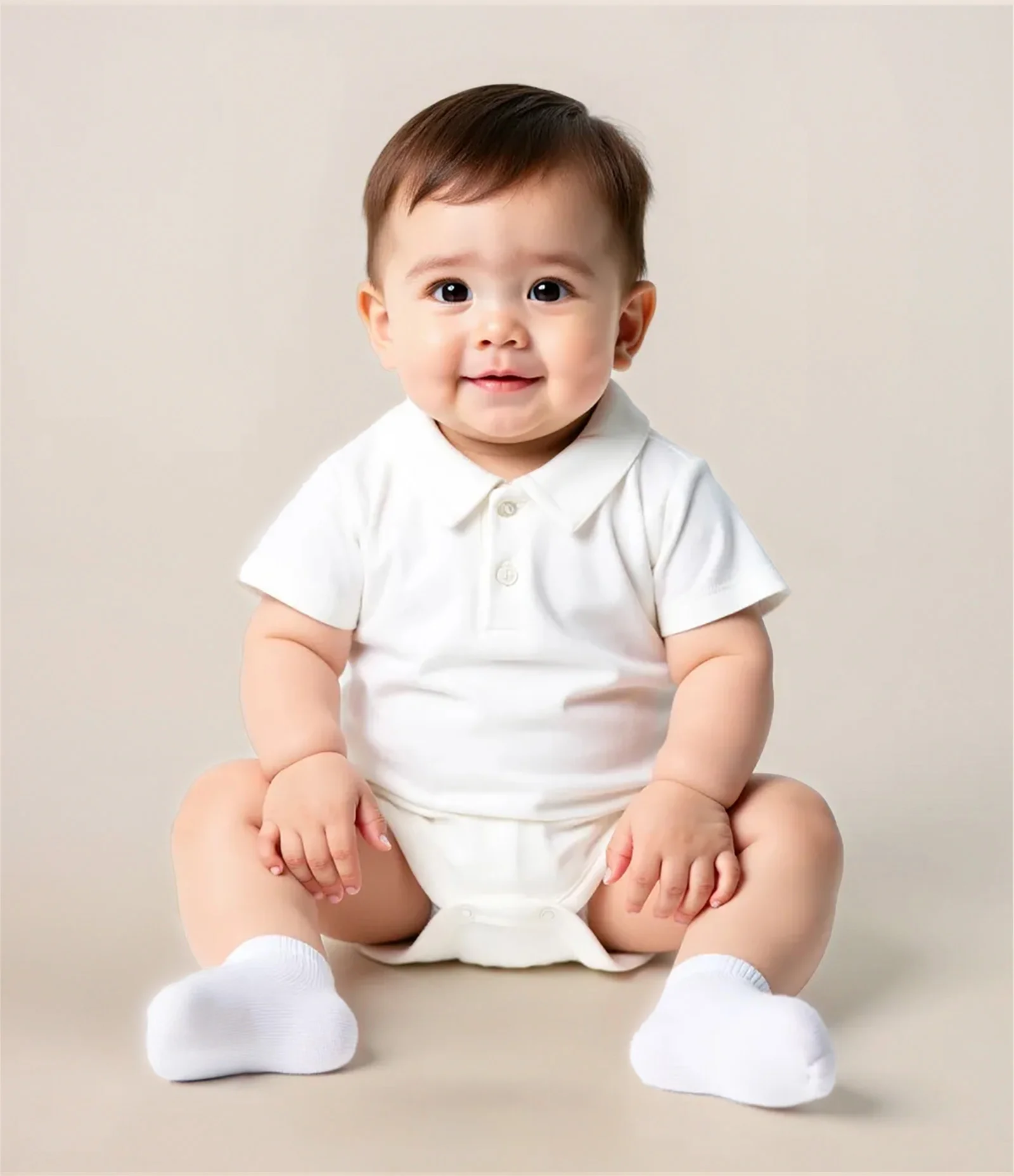 Body Básico Infantil em Suedine com Gola Polo - Tam 0 a 18 meses Branco 1