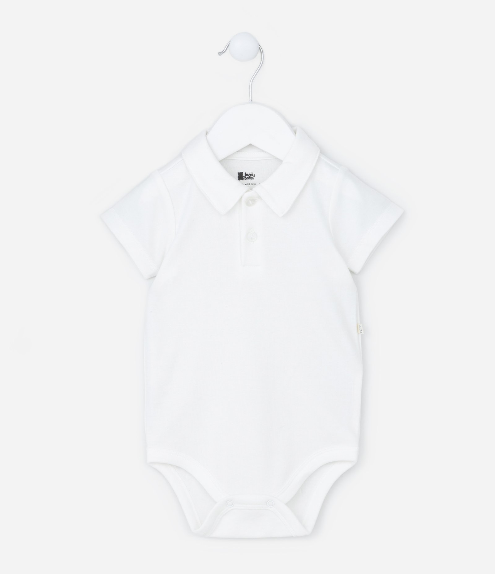 Body Básico Infantil em Suedine com Gola Polo - Tam 0 a 18 meses Branco 1