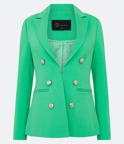 Blazer Alongado em Ponto Roma com Fechamento em Botões