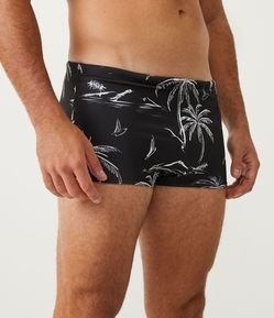 Sunga com Estampa Tropical e Amarração Interna