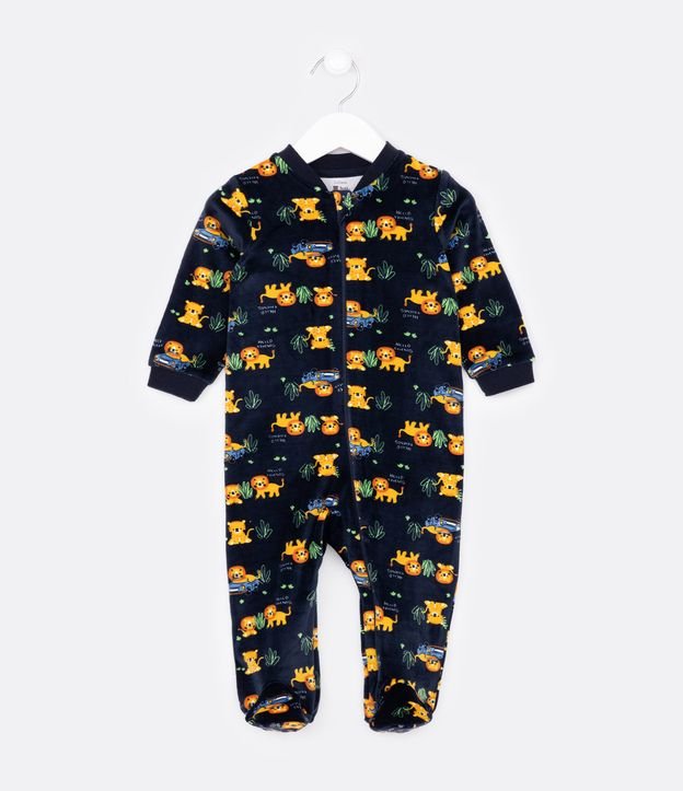 Macacão Infantil Longo com Estampa de Leõezinhos - 0 a 18 meses