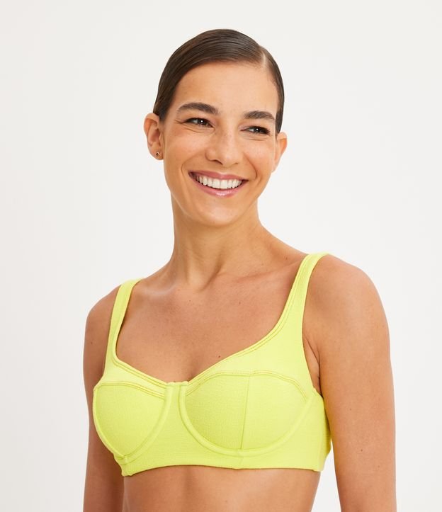 Biquíni Top Meia Taça com Pesponto Contrastante