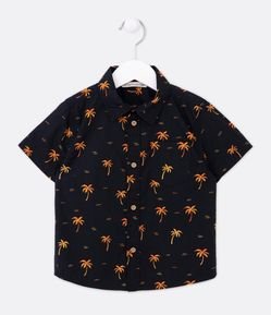 Camisa Infantil com Botões e Estampa de Coqueirinhos - Tam 1 a 5 Anos