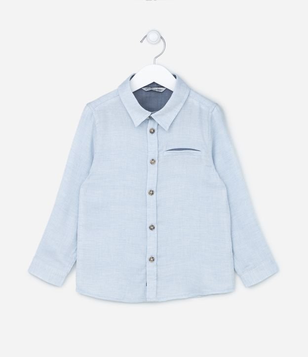 Camisa Infantil Manga Longa com Textura - 1 a 4 anos