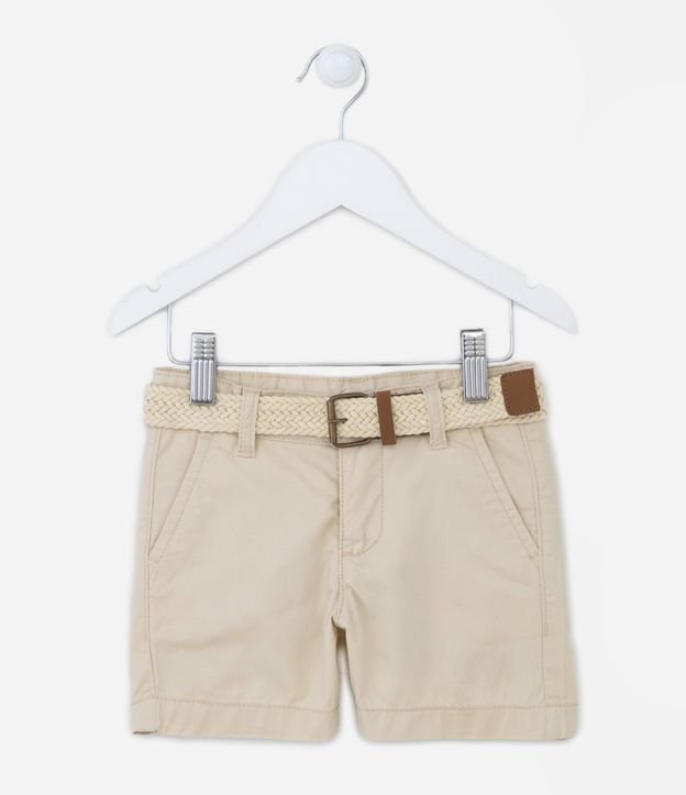 Bermuda Infantil em Sarja com Cinto - Tam 1 a 4 Anos