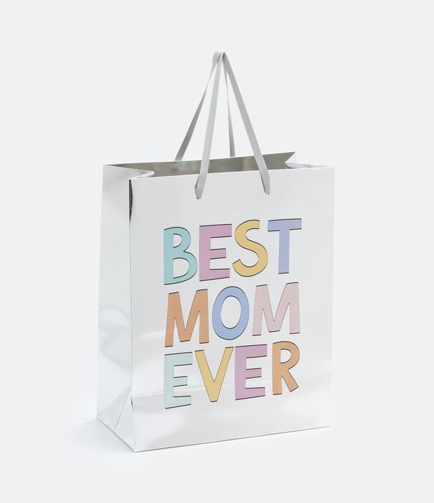 Embalaje de Regalo Mediana Metalizada con Estampado Localizada Best Mom Ever Plateado 1