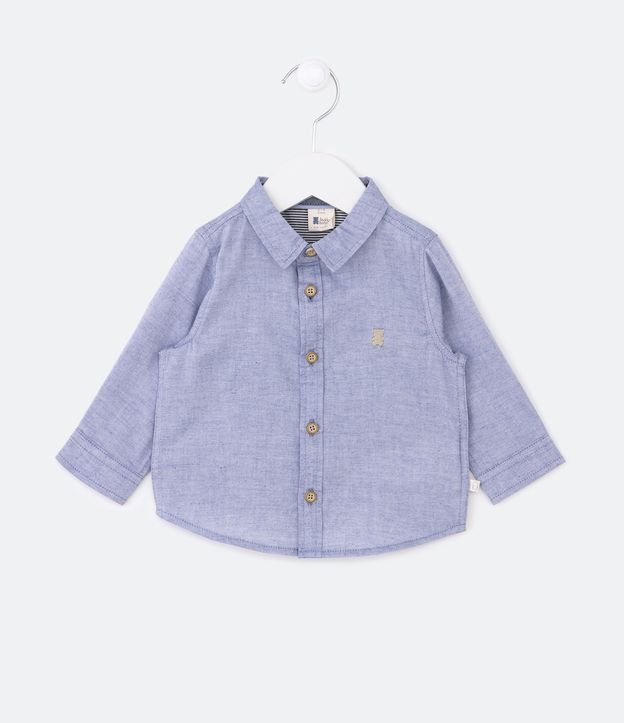 Camisa Infantil en Tricolina con Bordado de Osito Teddy Boom - Talle 3 a 18 meses Azul 1