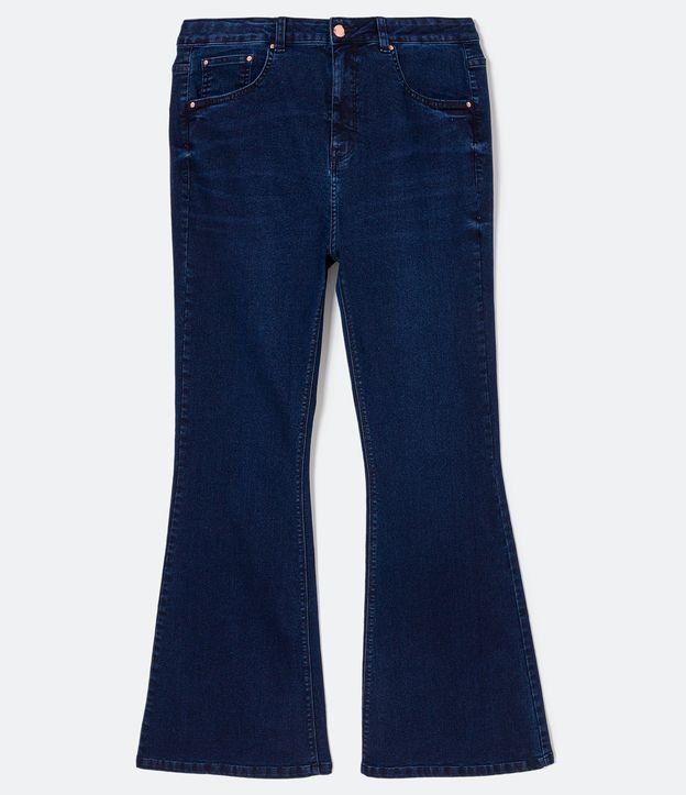 Calça Flare Jeans com Botão Diferenciado Curve & Plus Size Azul 6