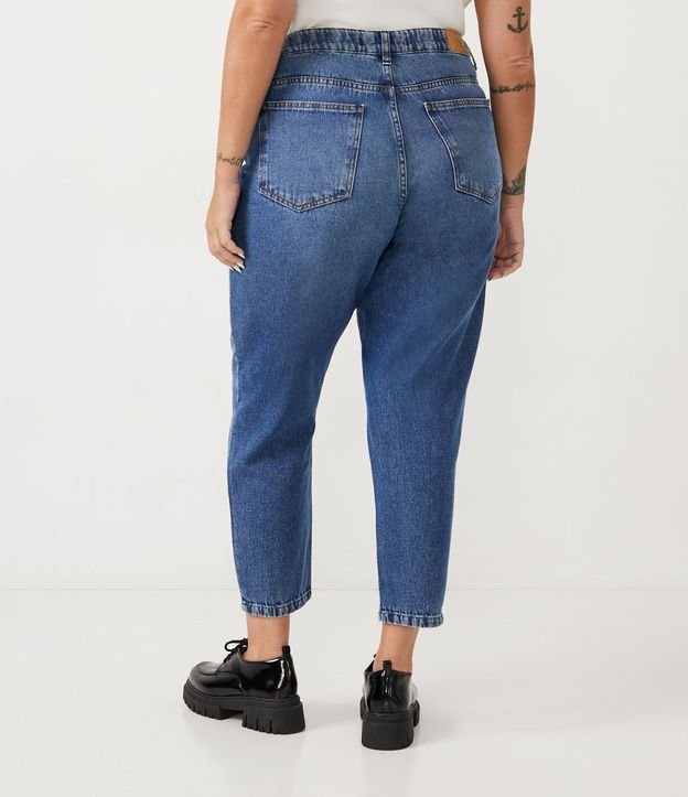 Pantalón Mom Jeans con Bolsillo Bordado Curve & Plus Size Azul 3