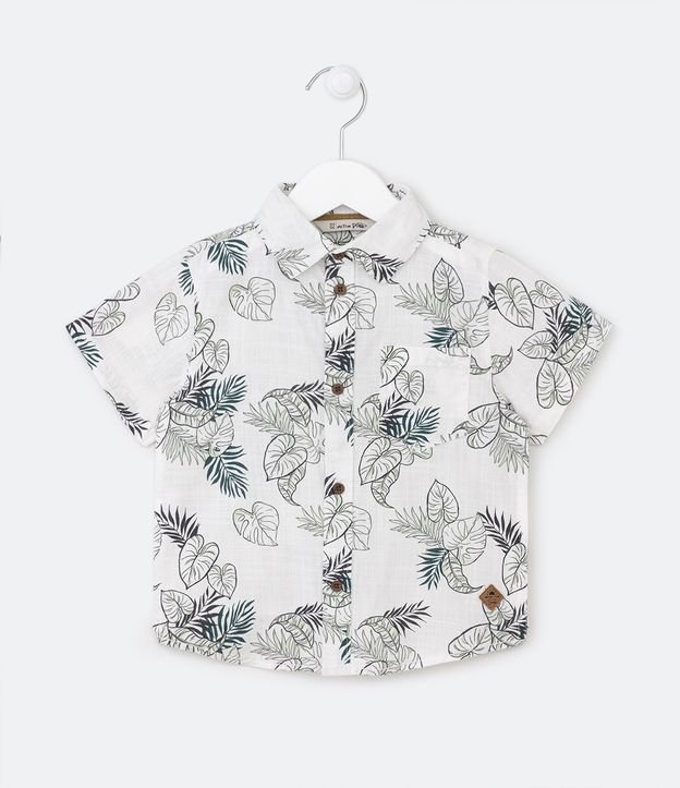 Camisa Infantil com Estampa de Folhagem Costela de Adão - Tam 1 a 5 Anos Branco 1