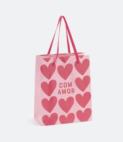 Embalagem de Presente Pequena com Estampa de Corações e Escrito Com Amor