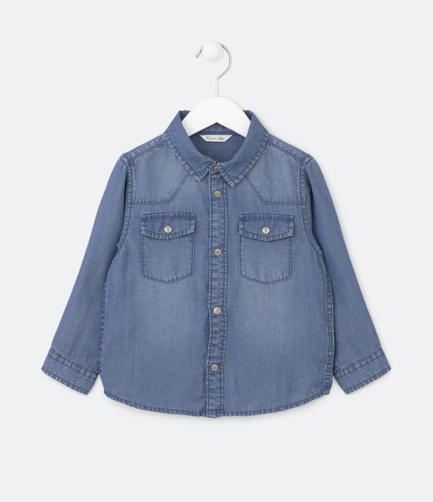 Camisa Infantil en Liocel con Bolsillos Delanteros - Talle 1 a 4 años Azul 1