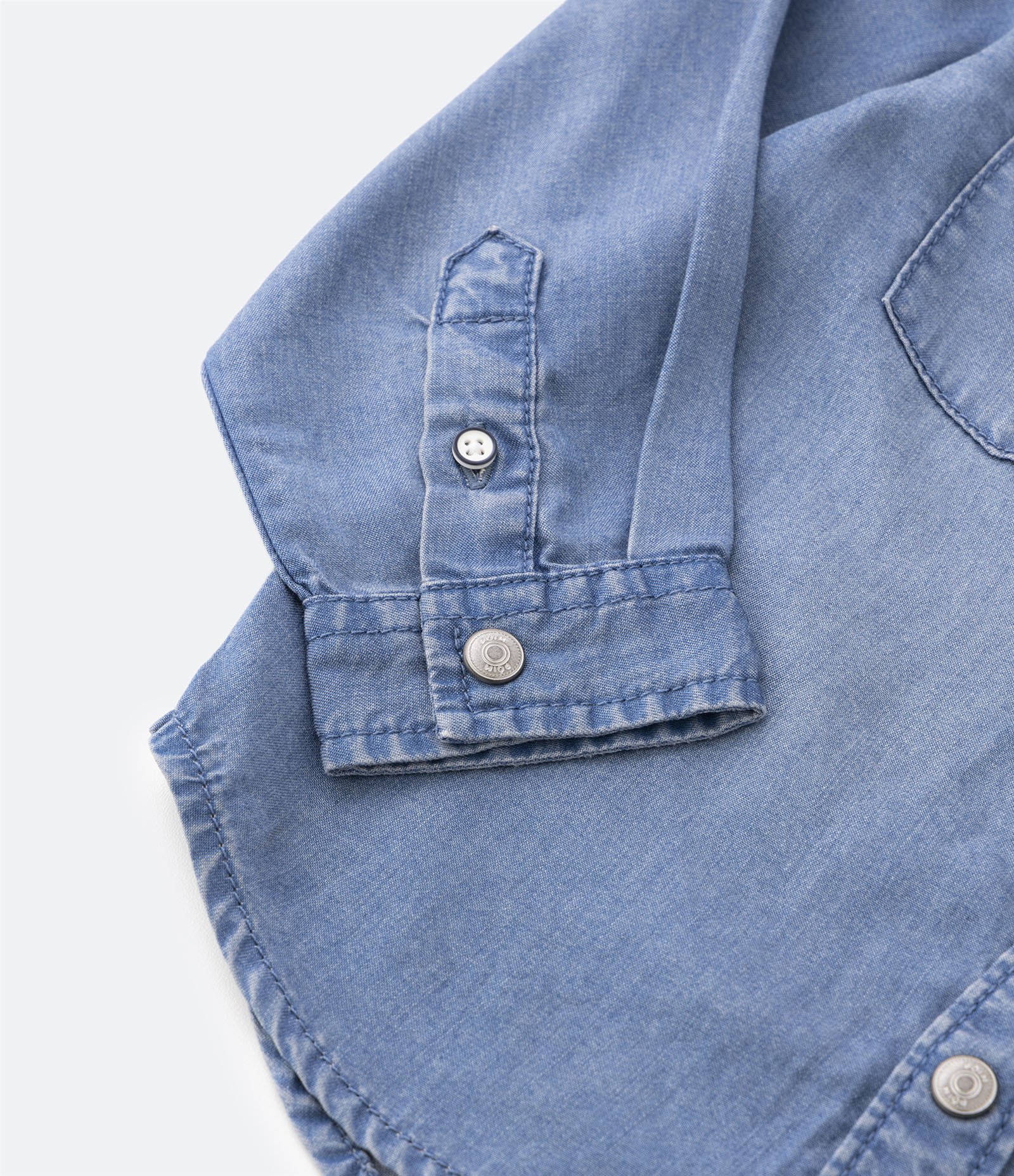 Camisa Infantil em Liocel com Bolsinhos Frontais - 1 a 4 Anos Azul Médio 3