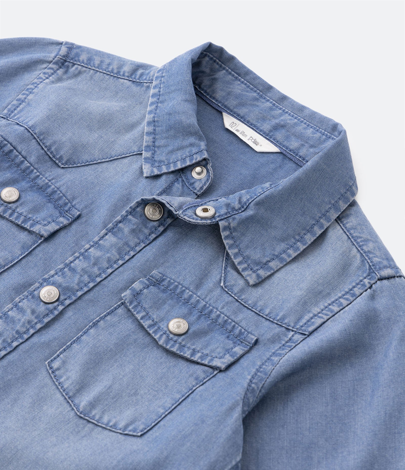 Camisa Infantil em Liocel com Bolsinhos Frontais - 1 a 4 Anos Azul Médio 5