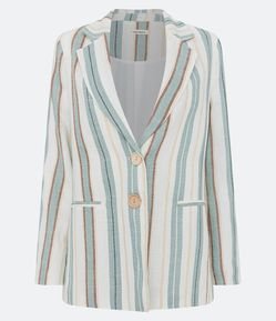 Blazer em Viscose Texturizada com Fios Tintos Listrados