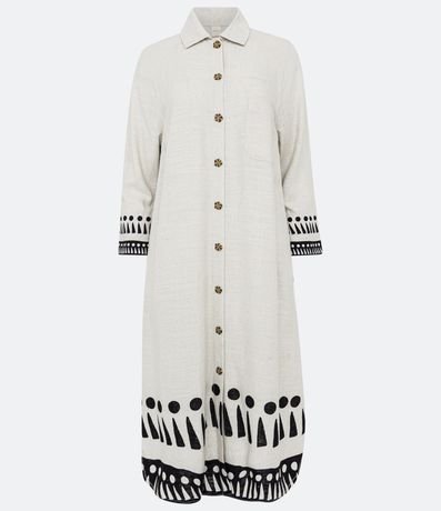 Vestido Chemise Midi em Viscolinho com Estampa de Folhagens Menor preço em Vestido Chemise Midi em Viscolinho com Estampa de Folhagens