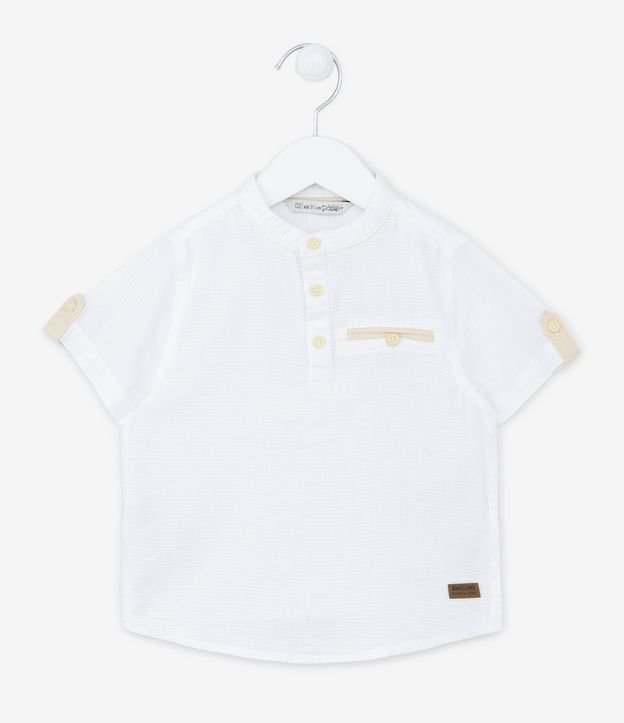 Camisa Bata Infantil Texturizada com Botões - Tam 1 a 4 anos Off White 1