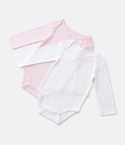 Kit 02 Bodies Básicos em Algodão - Tam RN a 06 meses