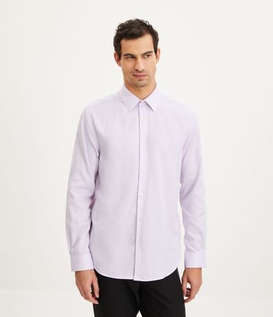 Camisa Regular em Algodão com Textura Maquinetada e Manga Longa Menor preço em Camisa Regular em Algodão com Textura Maquinetada e Manga Longa