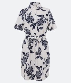 Vestido Chemise Curto em Viscolinho com Estampa Floral