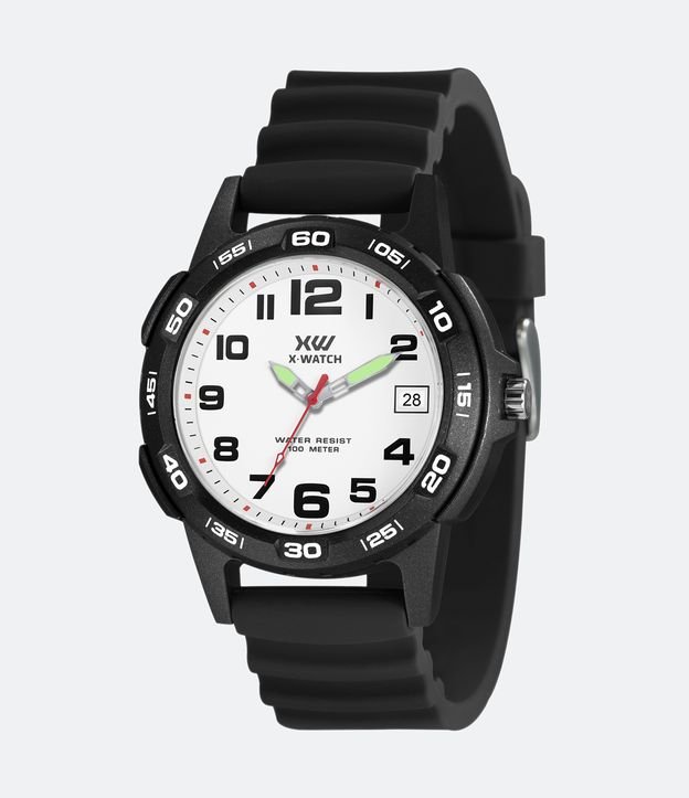 Relógio X Watch Analógico com Caixa em Poliuretano e Pulseira em Silicone XMPP1076 B2PX - Cor: Preto - Tamanho: U