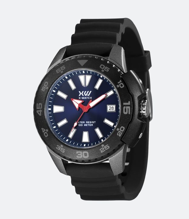 Relógio X Watch Analógico com Caixa em Poliuretano e Pulseira em Silicone XMPP1085 D1PX - Cor: Preto - Tamanho: U