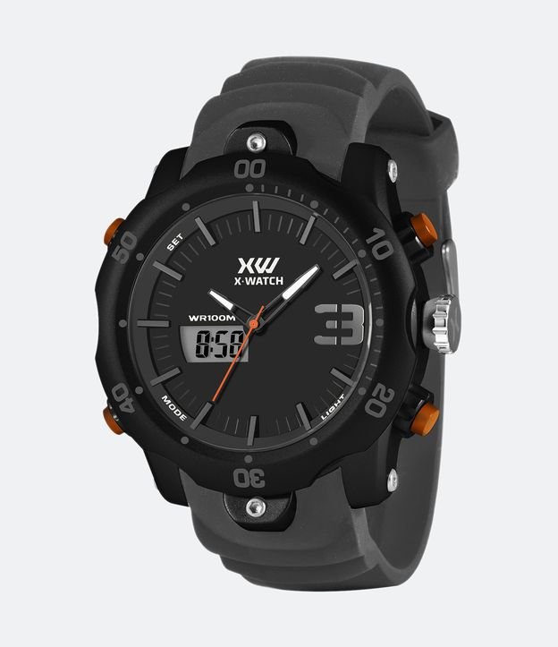 Relógio X Watch Anadigi com Caixa em Poliuretano e Pulseira em Silicone XMPPA331 P2GX