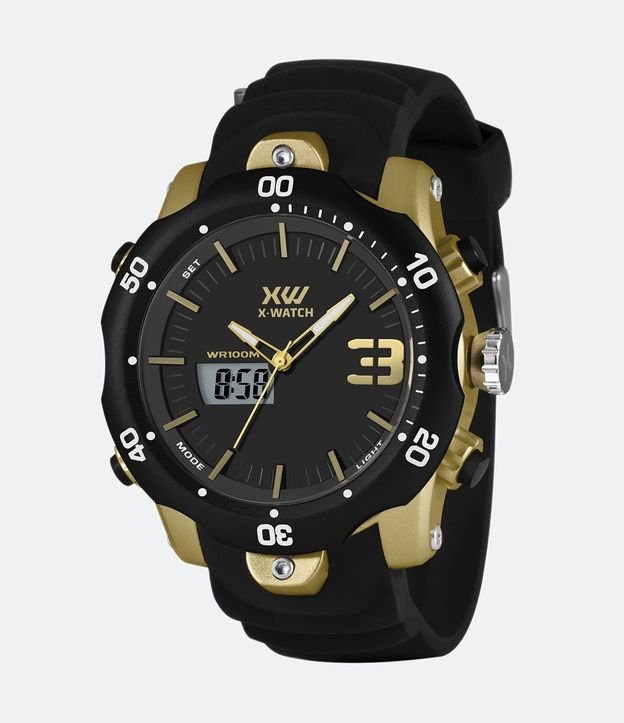 Relógio X Watch Anadigi com Caixa em Poliuretano e Pulseira em Silicone XMPPA333 P2PX