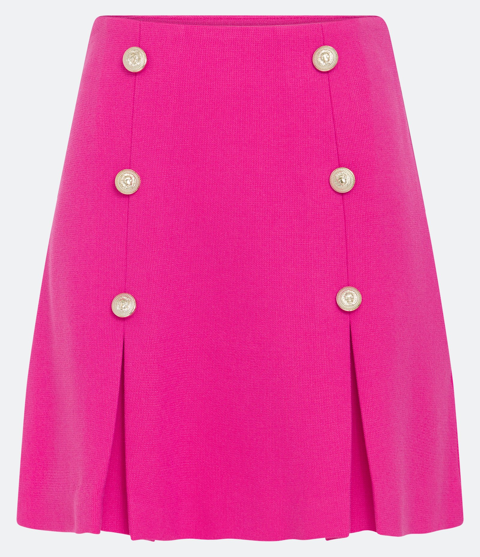 Saia Curta em Piquet Texturizado com Botões Diferenciados e Pregas Rosa 5