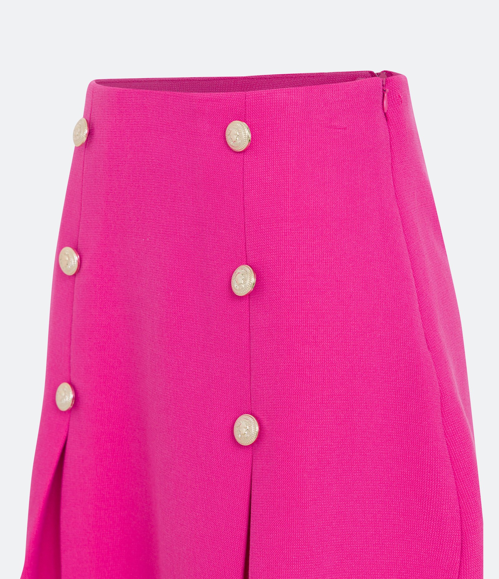 Saia Curta em Piquet Texturizado com Botões Diferenciados e Pregas Rosa 7