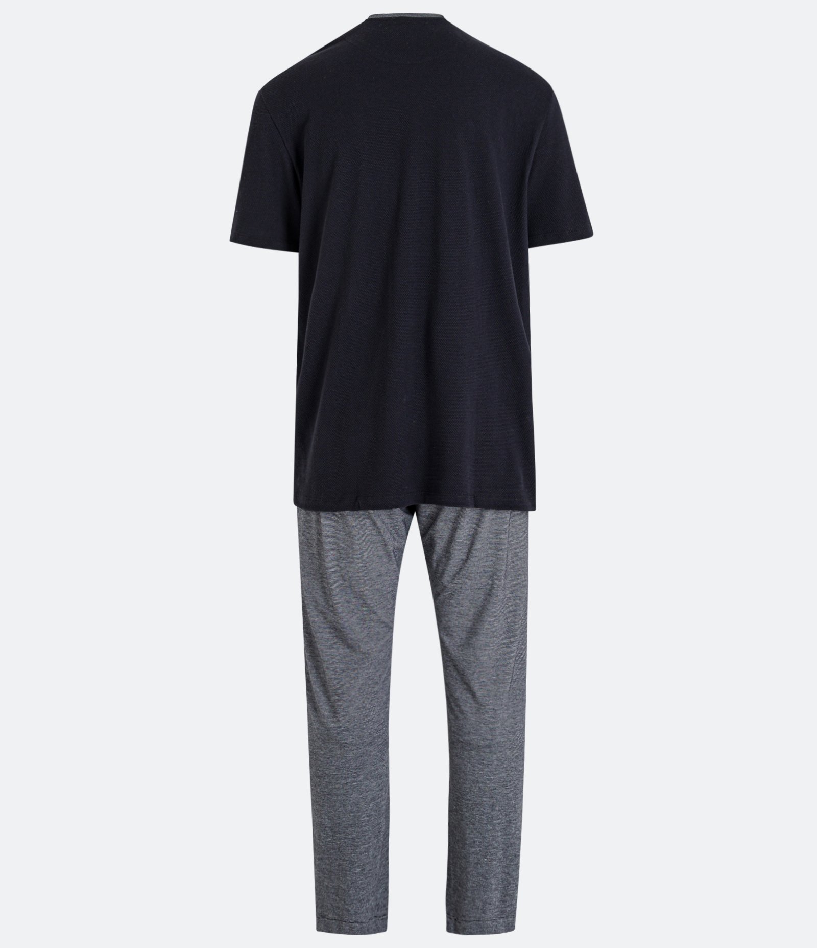 Pijama Longo em Algodão com Textura e Manga curta Preto/ Cinza 6