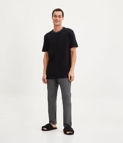 Pijama Longo em Algodão com Textura e Manga curta