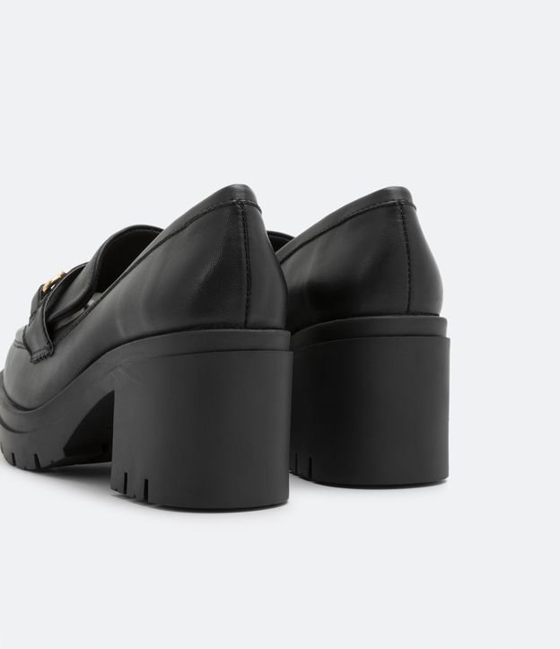 Sapato Loafer com Salto Bloco Preto 4