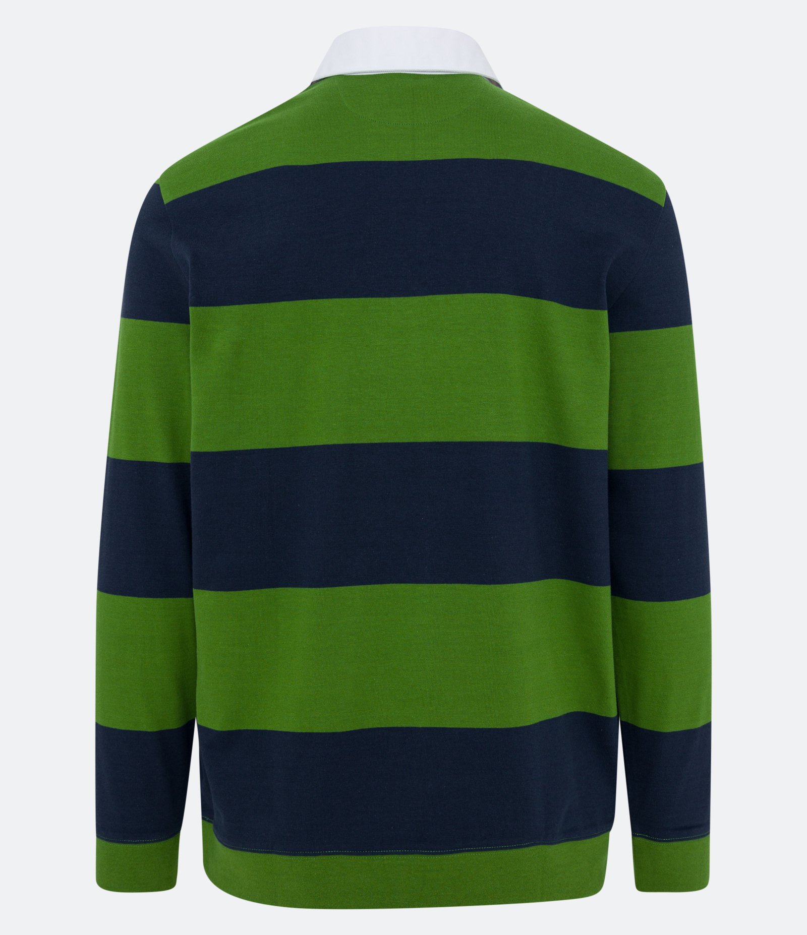 Camisa Polo Comfort com Gola Contrastante e Estampa Listrada Azul/Verde 2