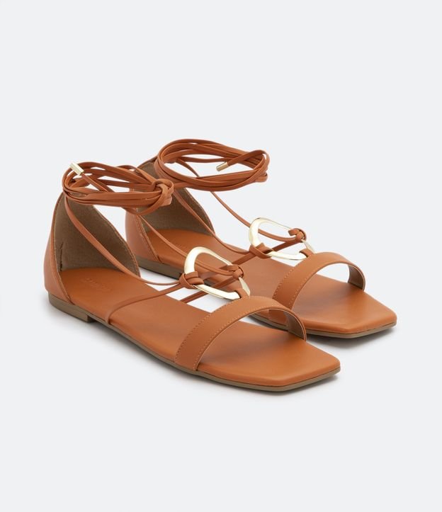 Sandália Dafiti Shoes Tira Tornozelo Laranja - Compre Agora